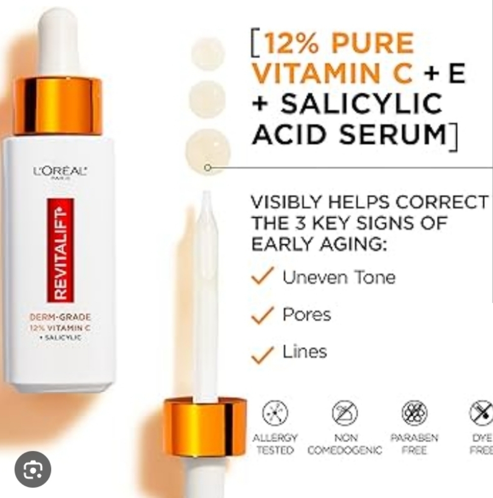 L'Oreal Revitalift Derm Intensives 12% Vitamin C Serum + E + Salicylic Acid NIB - Picture 3 of 4